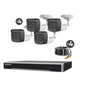 Kit TURBOHD EPCOM 5 Megapíxel / DVR 4 Canales / 4 Cámaras de 5 Megapíxel con Micrófono Integrado / 4 Cables 18 Metros / Fuente de Poder Profesional - B50-KIT-MIC - B50-KIT-MIC