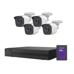 KIT HILOOK TurboHD 1080p + SSD de 1 TB (1024 GB) / DVR 4 canales / 4 Cámaras Bala de Metal / Fuente de Poder / Accesorios de Instalación - HL24LQKITS-M(B)/1TB - HL24LQKITS-M(B)/1TB
