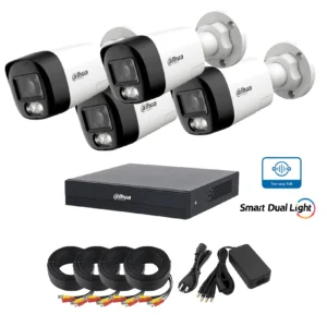 Kit 4 cámaras DAHUA audio 2 vías 2mp 1080p dual light coaxiales 20m DVR 4 canales Dahua
