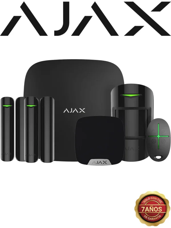 AJAX KIT RESIDENCIAL BPanel de alarma Hub2Plus conexión Ethernet WiFi LTE, APP “AJAX PRO” iOS y Android , 1 sensor de movimiento, 2 detectores para puerta o ventana, 1 control remoto y una sirena interior inalámbrica - KIT RESIDENCIAL B