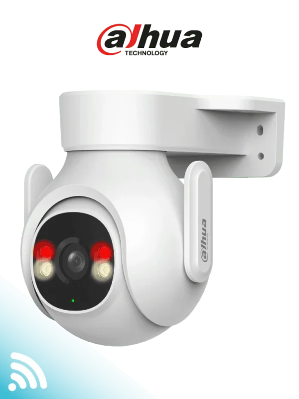 Cámara DAHUA Picoo IP PT WiFi de 3 Megapíxeles con audio bidireccional (micrófono y altavoz), micrófono, altavoz, sirena de 110 dB, WiFi 6, detección de personas y vehículos, IP65 y ranura MicroSD.