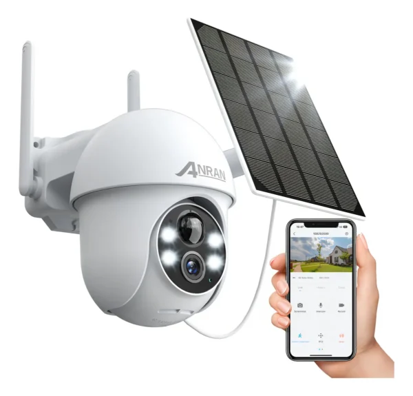 Cámara solar ANRAN WiFi 2.4G HD visión nocturna con luz blanca