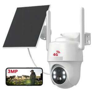 Camara De Seguridad Solar de 4G SIM Solar Panel Con Audio Bidireccional Alarma Notificaciones Color Blanco