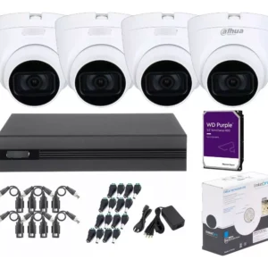 Kit 4 Cámaras DAHUA 5mp Wizsense Starlight Mic Dvr 8ch HDD Purple 1TB