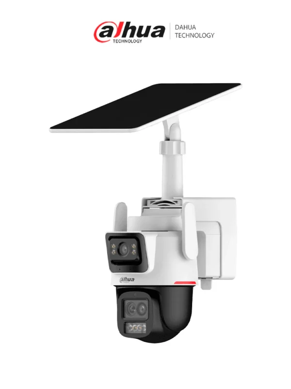 DAHUA DH-IPC-PTS2649C-3E3Z-4GB20, Cámara PT Solar 4G WizColor Dual 3 + 3MP SMD 3.0 Disuasión Activa Audio bidireccional Zoom Híbrido Inteligente Auto tracking Lite Modo AOV (“Always-On Video”) IP 66 Ranura - DH-IPC-PTS2649C-3E3Z-4GB20