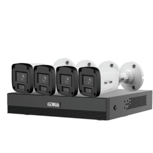 Kit de 4 Canales SAXXON HDCVI Cámaras B10P de 1MP 720P Lente de 2.8mm Con Apertura de Hasta 100° Grabador de 4 Canales con Detección de Movimiento Inteligente Entradas y Salidas de Audio - SUA-KIT/XVR1E04-I/4-B10P-0280B