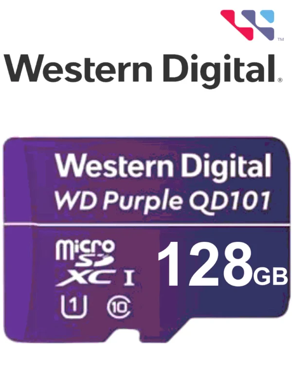 WESTERN WDD128G1P0C Memoria de 128GB Micro SD Linea Purple Clase 10 U1 Lectura 50MB Escritura 40MB Especializada para Videovigilancia - WDD128G1P0C