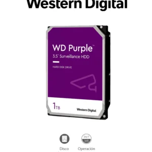 Disco Duro de 1TB Purple Especial Para Videovigilancia Trabajo 247 Interface: Sata 6 Gbs Hasta 64 Cámaras Hasta 8 Bahías de Discos Duros 3 Años de Garantía - WD11PURZ