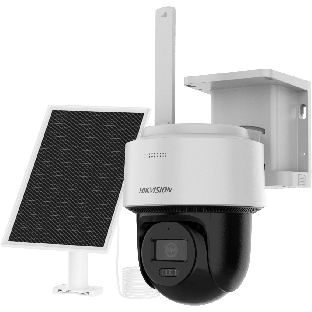 Cámara solar HIKVISION / AOV / PT IP 4 Megapíxel / Lente 2.8 mm / Panel Solar + Batería de Respaldo de Litio (9000 mAh) / Conexión 4G / Audio de Dos Vías / Dual Light / IP66 / Micro SD